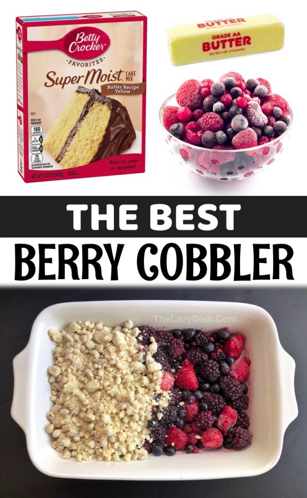The BEST 5 Ingredient Berry Cobbler (Made with Frozen Fruit, Cake Mix
