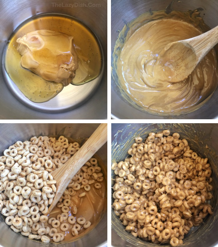 Einfache 3-Zutaten-Erdnussbutter-Cheerio-Riegel