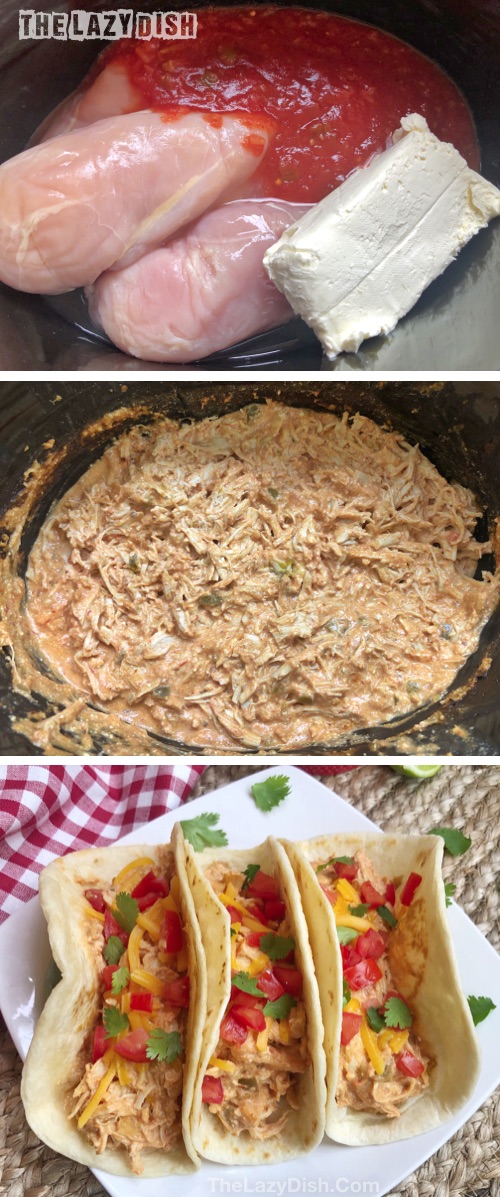 Easy Creamy Slow Cooker Shredded Chicken Tacos