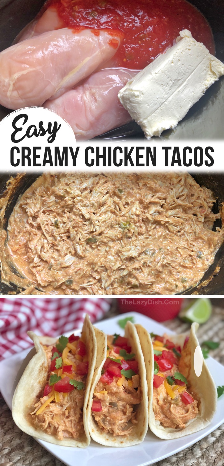 Cream Cheese Crock Pot Chicken Tacos - 3 Ingredient Crock Pot Chicken ...