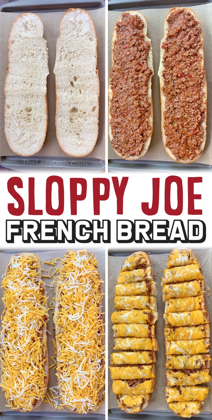 Looking for cheap and easy delicious recipes? This sloppy joe french bread pizza is so simple to make with just a few ingredients including ground beef, french bread, a can of sloppy joe sauce, onion and shredded cheese. It's incredibly yummy! A great idea for last minute dinners served with a salad, or serve it as a party snack / appetizer for game day or family gatherings since it makes for a great finger food. My husband and kids love it! The best comfort food, seriously. So quick and easy to make!
