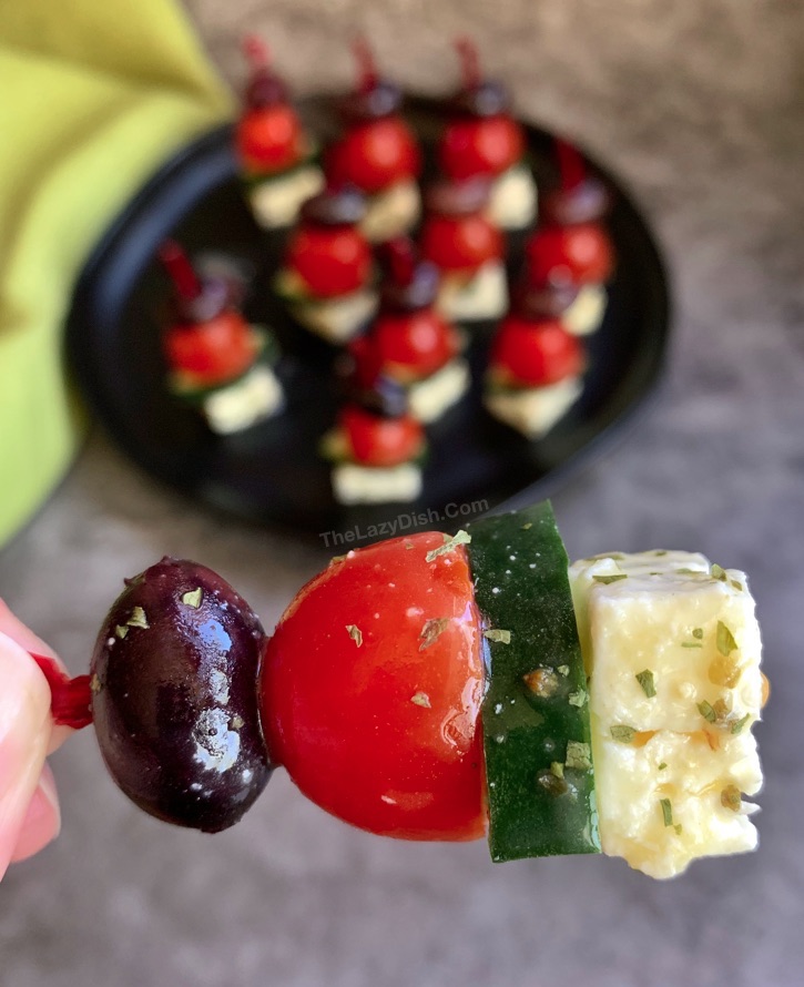 easy greek salad skewers recipe for a party