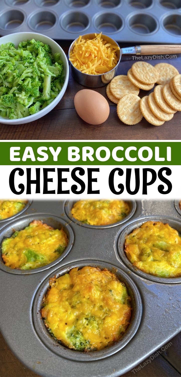 Easy Cheesy Baked Broccoli Cheese Tots - If you’re looking for healthy after school snacks for at home or on the go, these crispy broccoli cheese cups are super simple and fun to make with just a few basic ingredients: broccoli, cheddar cheese, Ritz crackers, an egg and a little seasoning to taste. Simply toss everything together and bake in a mini muffin tin. You and your picky kids will love this quick and easy snack idea! They’re perfect for toddlers, kids, teenagers, busy moms and picky eaters.