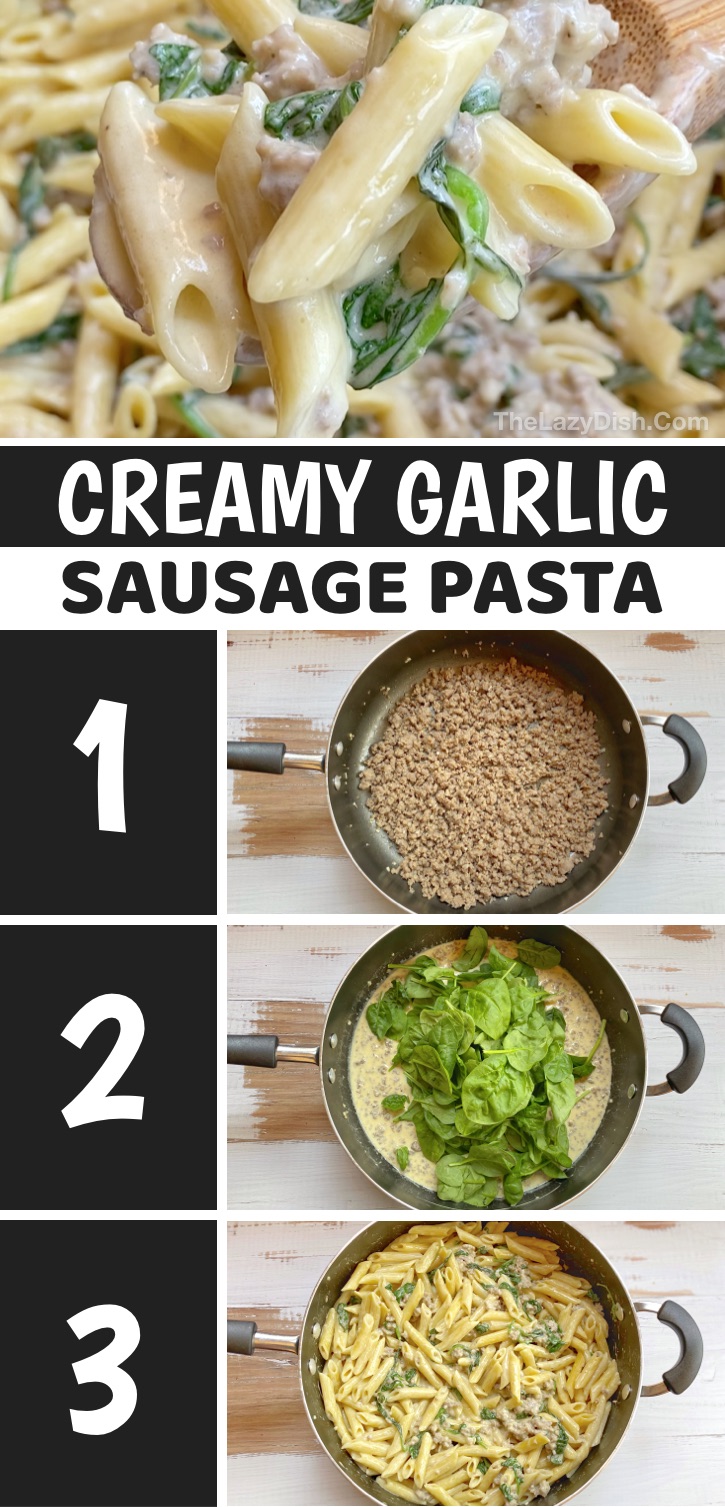 A quick and easy dinner recipe for your family! This simple pasta dish is made with very few ingredients and is always a hit, even with picky kids! It’s perfect for busy moms and dads, especially if you’re looking for easy weeknight meal ideas. It makes enough for a family of 6 but is just as good leftover for dinner the next day. Definitely very hearty and filling. Your husband, boyfriend and teenagers are going to love it! Spice it up with a little cayenne or cajun seasoning for the adults. 