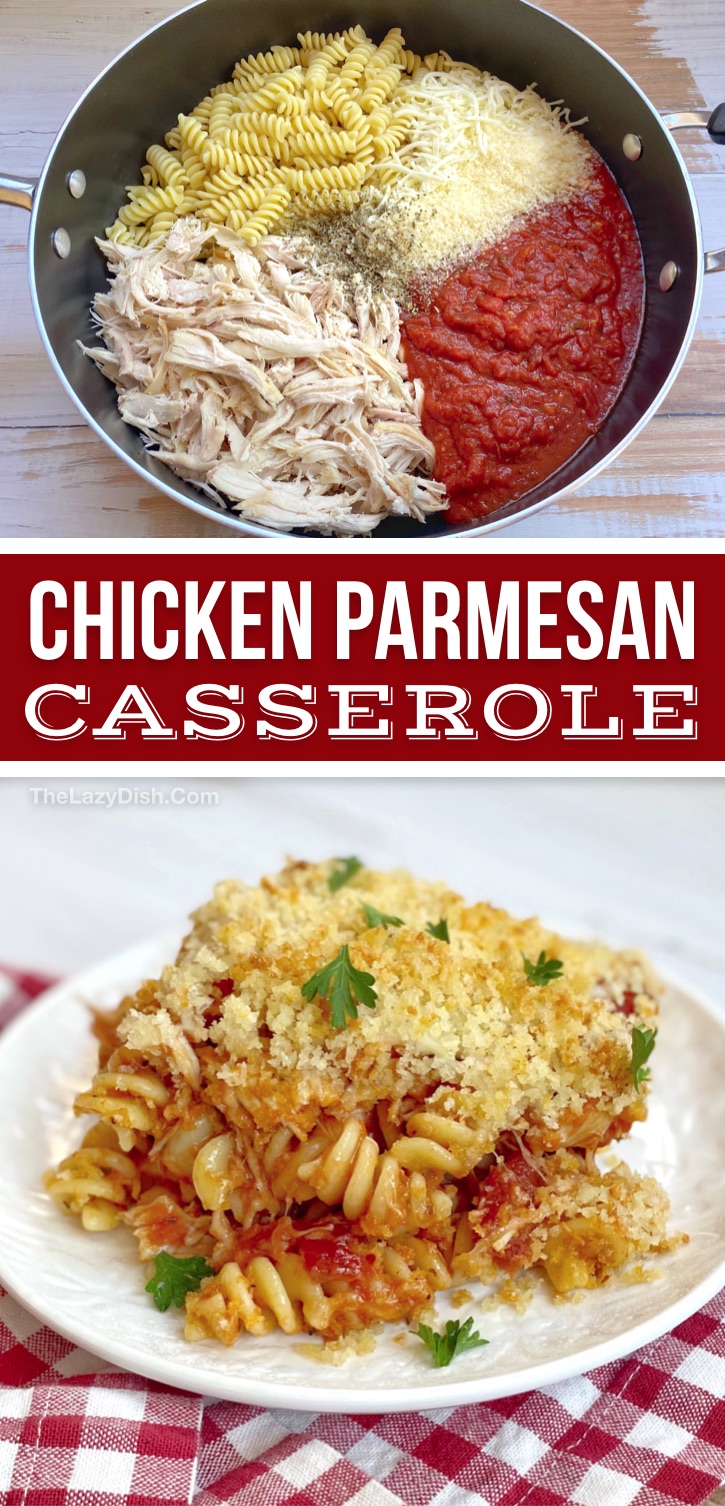 Chicken Parmesan Casserole With Pasta (Quick & Easy Dinner Recipe!)
