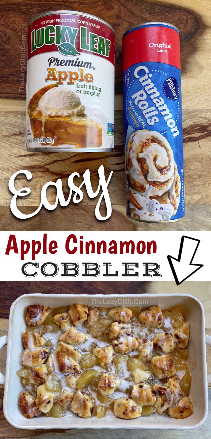  Rask Enkel Apple Skomaker Laget Med Pai Fylling(og kanelboller!) Ja, bare 2 ingredienser for å lage denne super raske og enkle desserten. Det er perfekt for høst eller når som helst du trenger kanel epler! Så enkelt, selv barna kan gjøre det. # falldesserts # cinnamonrolls # pillsbury#thelazydish