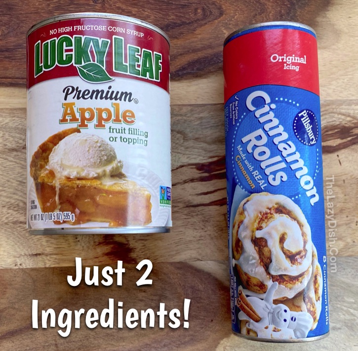 Rask Og Enkel 2 Ingrediens Dessert Oppskrift - Cinnamon Roll Apple Skomaker (laget med eplepai fylling Og Pillsbury kanelboller)