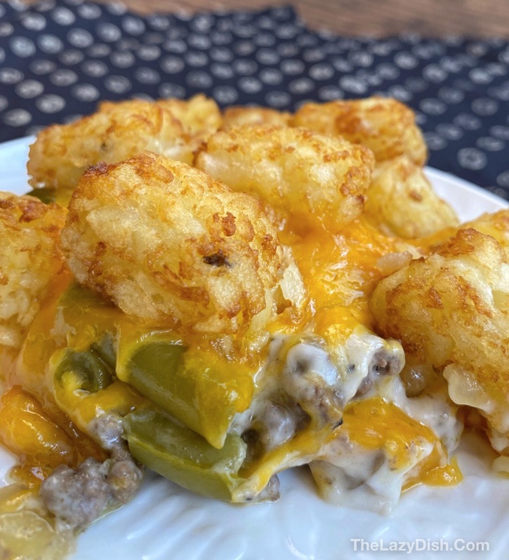 Quick and Easy Family Dinner Recipe Made with ground beef and tater tots! Cheap, simple and delicious. 