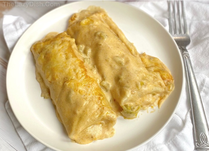 Easy Creamy White Chicken Enchiladas