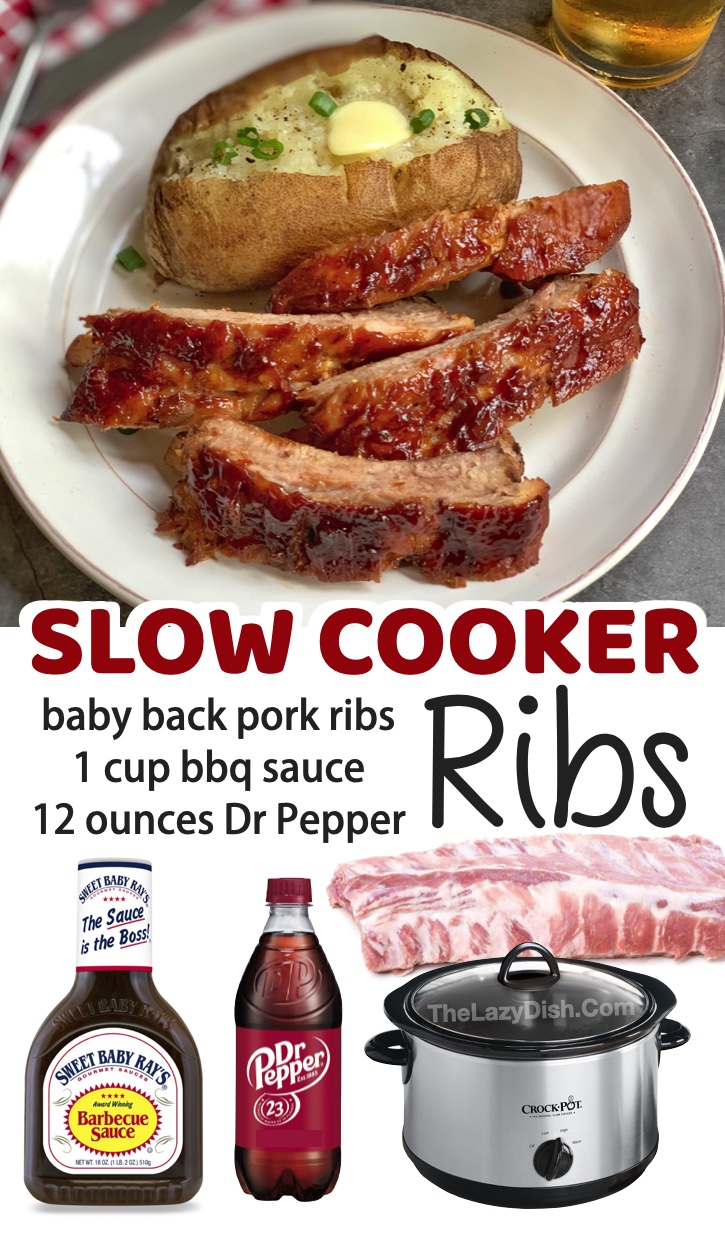 The Best Slow Cooker Baby Back BBQ Ribs | A long list of super quick and easy dinner ideas for your family! My husband and kids love all of these meals. They are all really simple to throw together on busy weeknights when everyone is tired and hungry. Everything from beef and chicken to delicious casseroles.