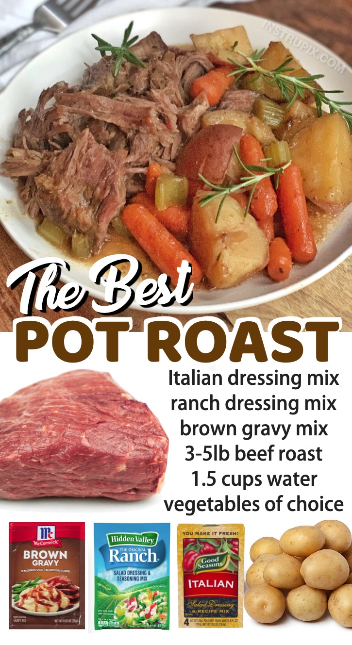 The Best Slow Cooker Pot Roast With Vegetables | Some serious comfort food! Here is a round up of super quick and easy dinner recipes for your family. If you have pick kids to feed, you've got to try some of these last minute dinner ideas. Everything from beef and chicken to healthy recipes. 