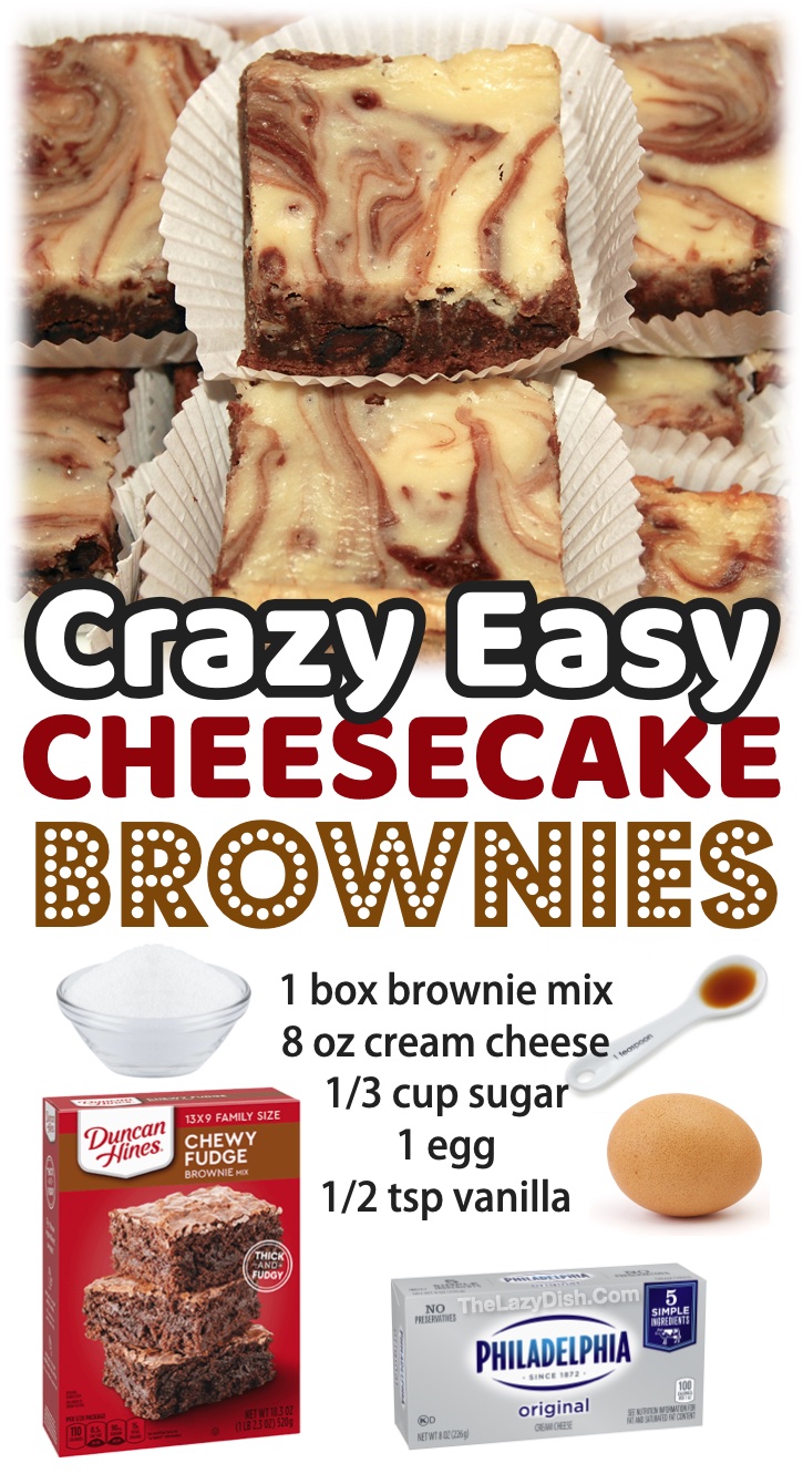 Quick & Easy Dessert Recipes | These cream cheese topped brownies are amazing! The best chocolate dessert you will ever make. If you're looking for sweet treats to make your family, you've got to try these cheesecake brownies. My kids go crazy for them. Last year I even made them for a bake sale and they were the first thing to go. They are made with just a few basic ingredients: boxed brownie mix, cream cheese, egg, sugar, and vanilla. Super simple and delicious!