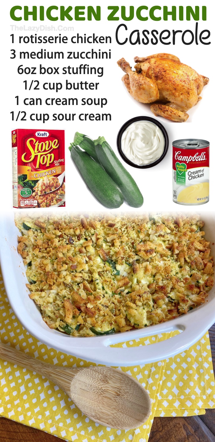 Chicken Zucchini Casserole (Made with rotisserie chicken!) | If you're looking for easy family dinners to make, you've got to try these amazing weeknight meals! Everything from cheesy chicken breast recipes to oven baked casseroles. My picky family loves them!