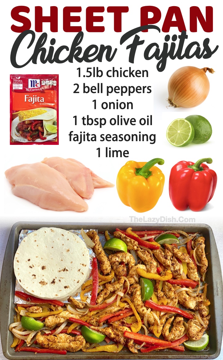 Oven Baked Sheet Pan Chicken Fajitas | Looking for quick and easy chicken dinner ideas for your family? Here is a list of some of the best chicken meals! Even my picky kids love them. Everything from healthy oven baked chicken breasts to comforting casseroles.