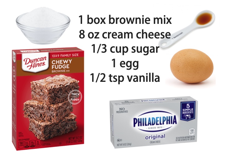 Easy cheesecake brownies recipe with boxed brownies and cream cheese. 