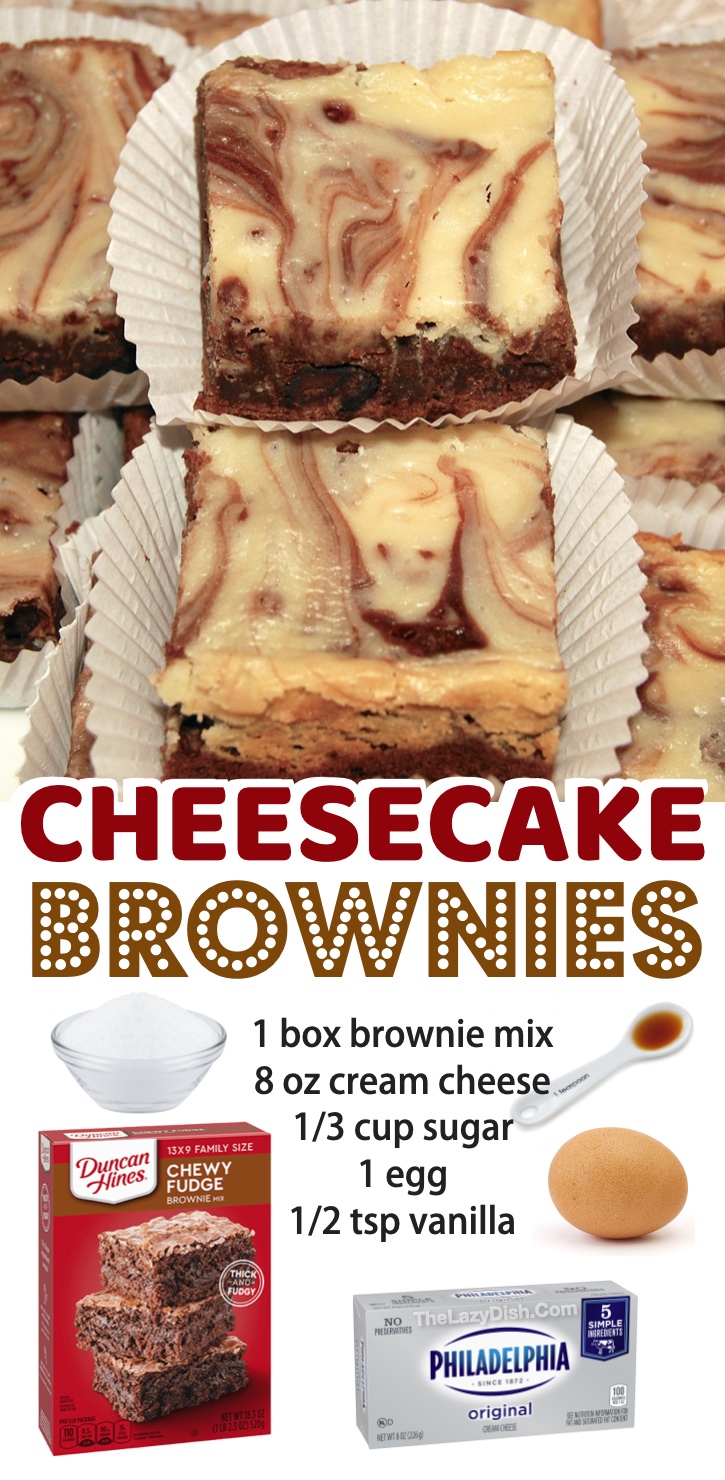 Quick and easy dessert recipe that will really impress! These amazing cheesecake brownies are so simple to make with just a few ingredients but are always a hit! My family loves them, especially the kids. Great for feeding a crowd, too. The best combination of chocolate and cream cheese