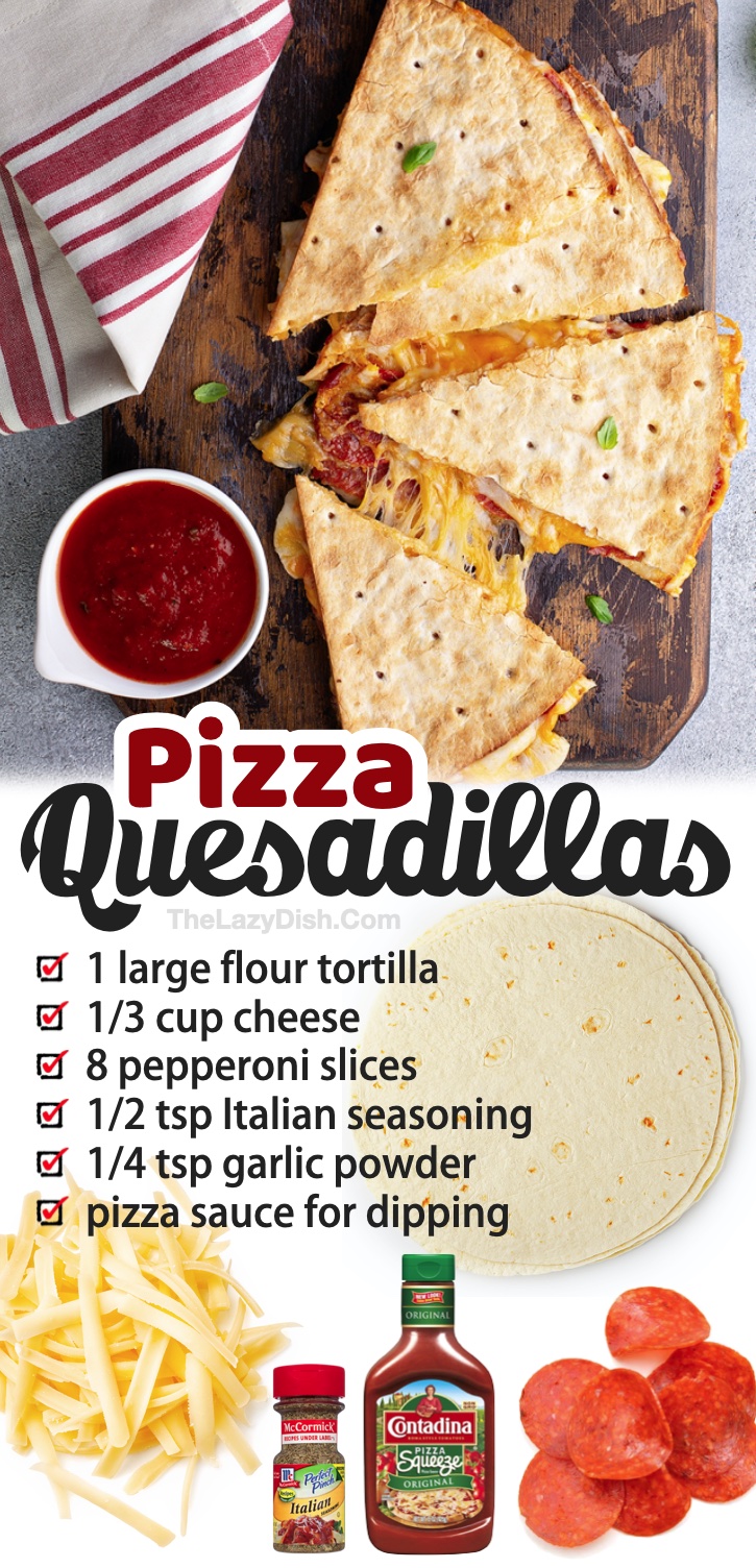 A fun & easy last minute dinner idea! My kids love these pizza themed quesadillas. Super simple and cheap to make with just a few ingredients and great for busy weeknight meals. Making dinner for my picky eaters is the hardest part of being an adult! Fortunately, I've discovered a few quick and effortless recipes over the years that my teenagers absolutely love. Quesadillas are a classic comfort food, and I can’t think of a better way to eat them than stuffed with pizza ingredients!