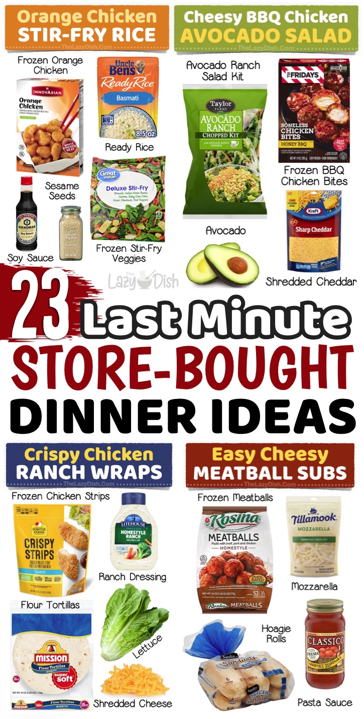 Quick & Easy Dinner Ideas | Things you can pick up at the grocery store for last minute meals! Lots of ideas for busy moms and dads on a budget, especially if you have picky kids to feed. 