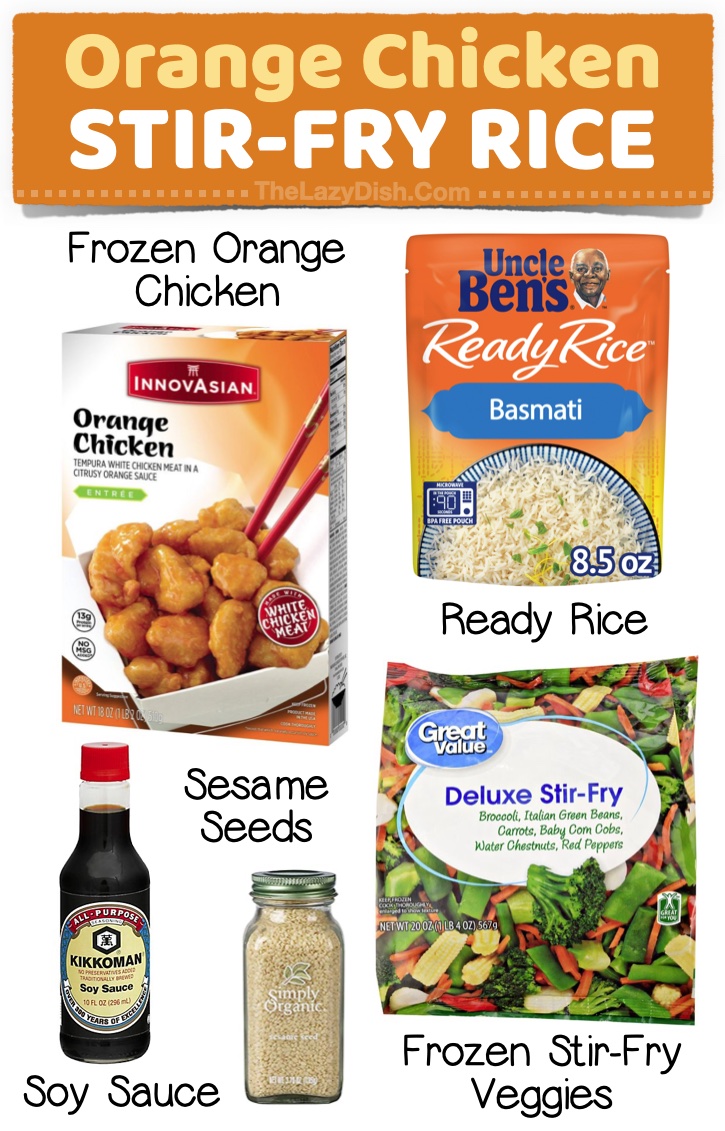 Orange Chicken Stir-Fry Veggies & Rice | The best last minute dinner for your family! If you're trying to find easy meals that are effortless to make, check out this list of 23 store-bought dinner ideas! 