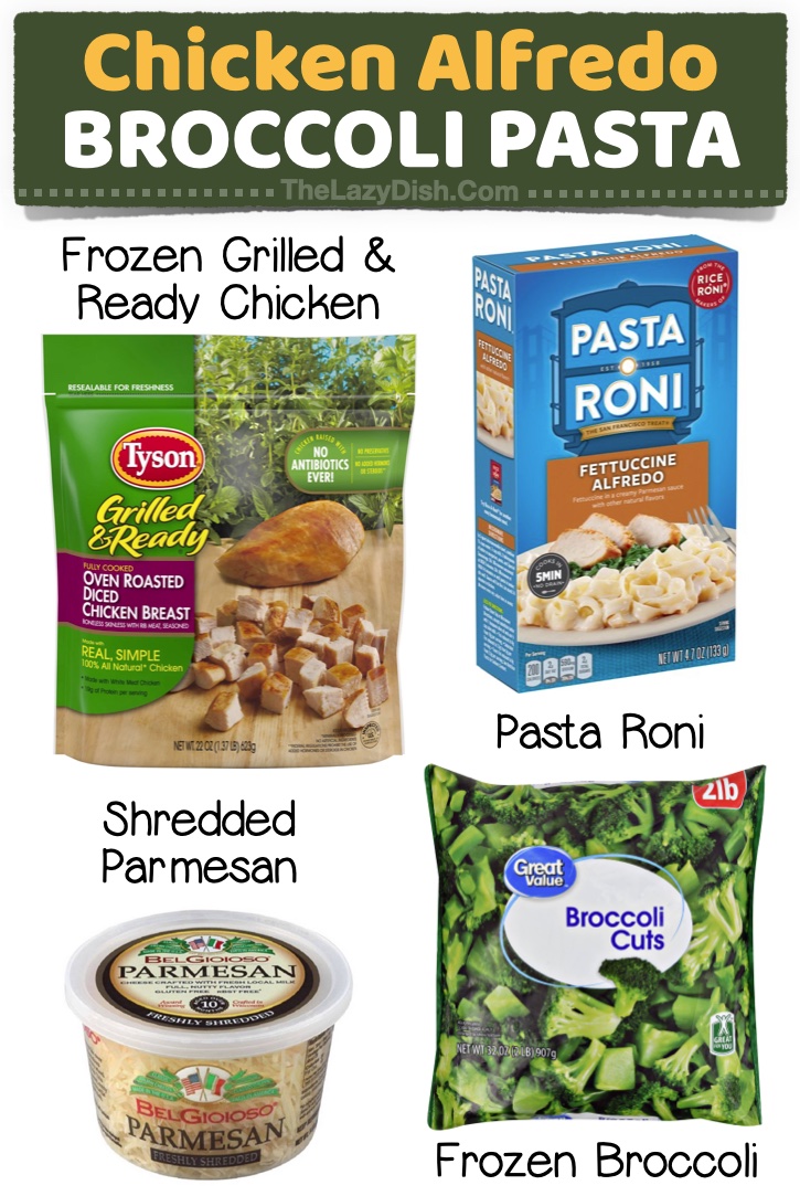 Chicken Alfredo Broccoli Pasta | A list of kid-friendly last minute dinner ideas! If you have picky eaters at home, you've got to check out these easy meals. Lots ideas to just pick up at the grocery store on your way home from work. 