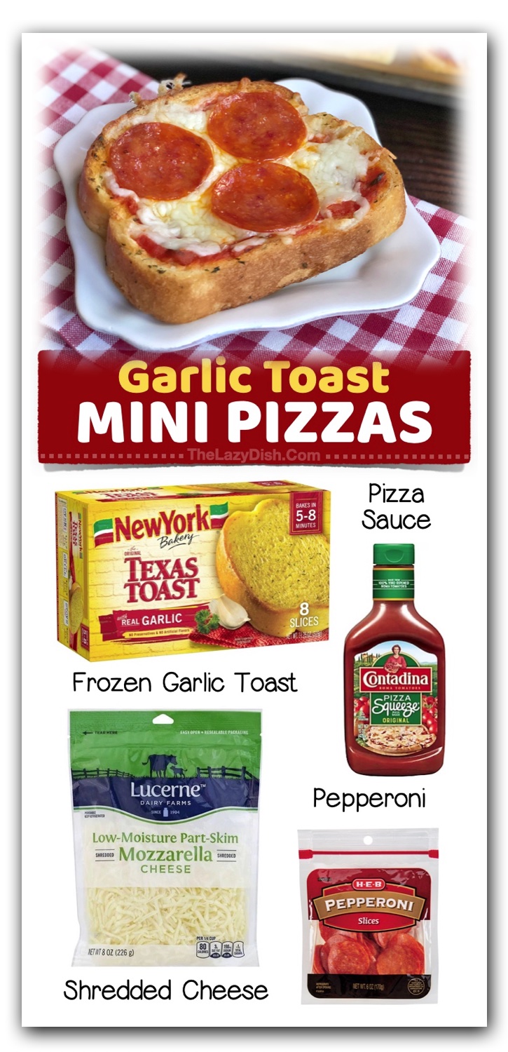 Easy Dinner Ideas For Picky Eaters | These garlic toast pizzas are a hit! The most popular dinner idea on Pinterest. We make them all the time for busy school nights, or anytime we don't feel like cooking and cleaning all night. Easy enough for the kids to make themselves! You're going to love this list of easy dinner ideas for busy parents on a budget!