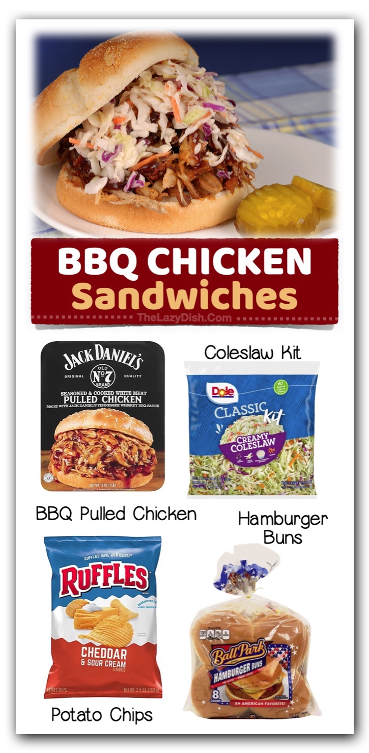 Lazy Day BBQ Chicken Sandwiches | 18 Easy Dinner Ideas for Busy Weeknight Meals - Tired of cooking? Check out this list of simple meals to make on busy weeknights! Everything from rotisserie chicken to the best frozen items you can buy. These are all great for busy moms with picky eaters to feed! My kids love all of these recipes.
