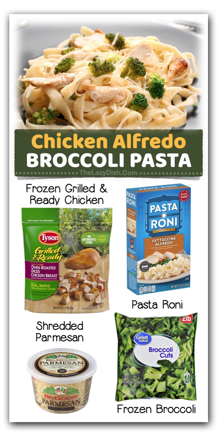 Lazy Chicken Alfredo with Veggies | Cooking hacks! If you're a busy mom with picky eaters at home, you've got to check out this list of crazy easy dinner ideas! These all take less than 15 minutes to prepare and are delicious and fun for the kids! If you're tired of eating the same thing every night, this list is for you. Lots of ideas to pick up at the grocery store on your way home from work. 