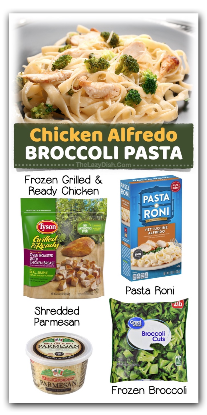 Lazy Chicken Alfredo with Veggies | Cooking hacks! If you're a busy mom with picky eaters at home, you've got to check out this list of crazy easy dinner ideas! These all take less than 15 minutes to prepare and are delicious and fun for the kids! If you're tired of eating the same thing every night, this list is for you. Lots of ideas to pick up at the grocery store on your way home from work.