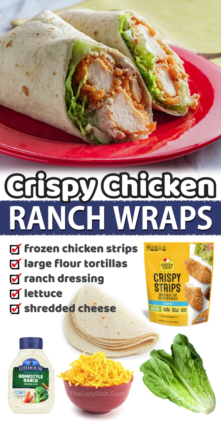 Crispy Chicken Ranch Wraps | If you're on a budget but have a large family to feed, dinner time can be a real struggle! I've rounded up a list of my favorite cheap and easy dinners your family will love, including your picky kids! They are all made with very few ingredients and most of them take less than 15 minutes to prepare. 