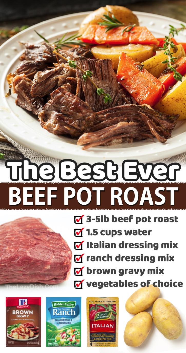 The Best Ever Beef Pot Roast (Easy Crockpot Recipe) | Tired, hungry, and have a family to feed? Well, here you go! This list of 20 budget friendly dinner recipes will be your life saver! Everything from simple baked chicken recipes to slow cooker comfort foods. 