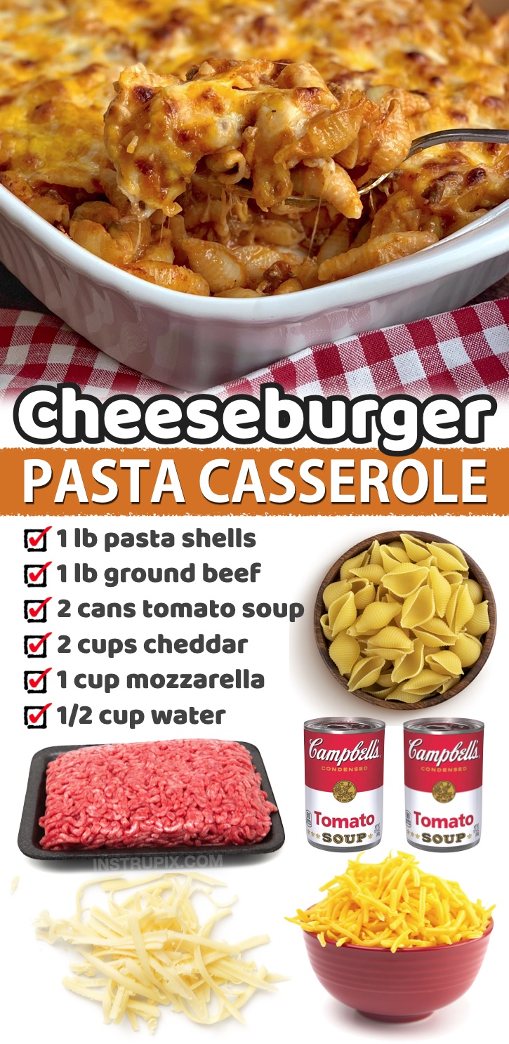 Cheeseburger Pasta Casserole | Not only is the easy meal super cheap to make with ground beef and pasta, it has great reviews! This is my family's favorite comfort food. My picky eaters always go back for seconds! If you're on the hunt for simple and delicious dinners, you're certain to find something your family will go crazy for in this list of cheap and easy dinner recipes. 
