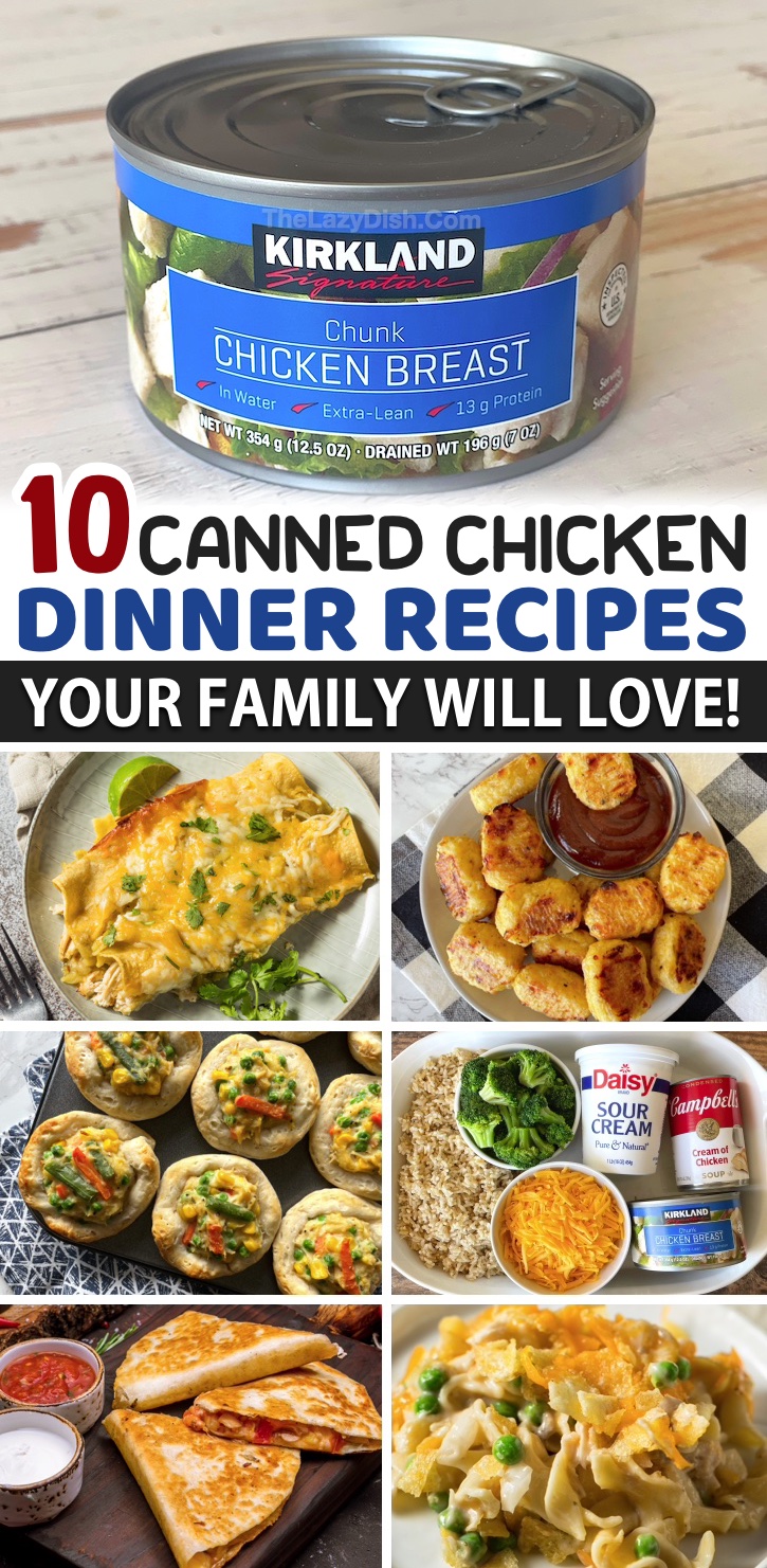 Do you have a picky family with kids to feed? I'm always looking for quick and easy dinner recipes I can throw together last minute on busy weeknights, and canned chicken is a life saver! There are so many simple dinners you can make from cheesy casseroles to enchiladas and more! Not only is this amazing pantry staple actually really yummy, it's super cheap! If you're looking for budget friendly meals that will feed a large family with kids, these canned chicken dinners are a must.