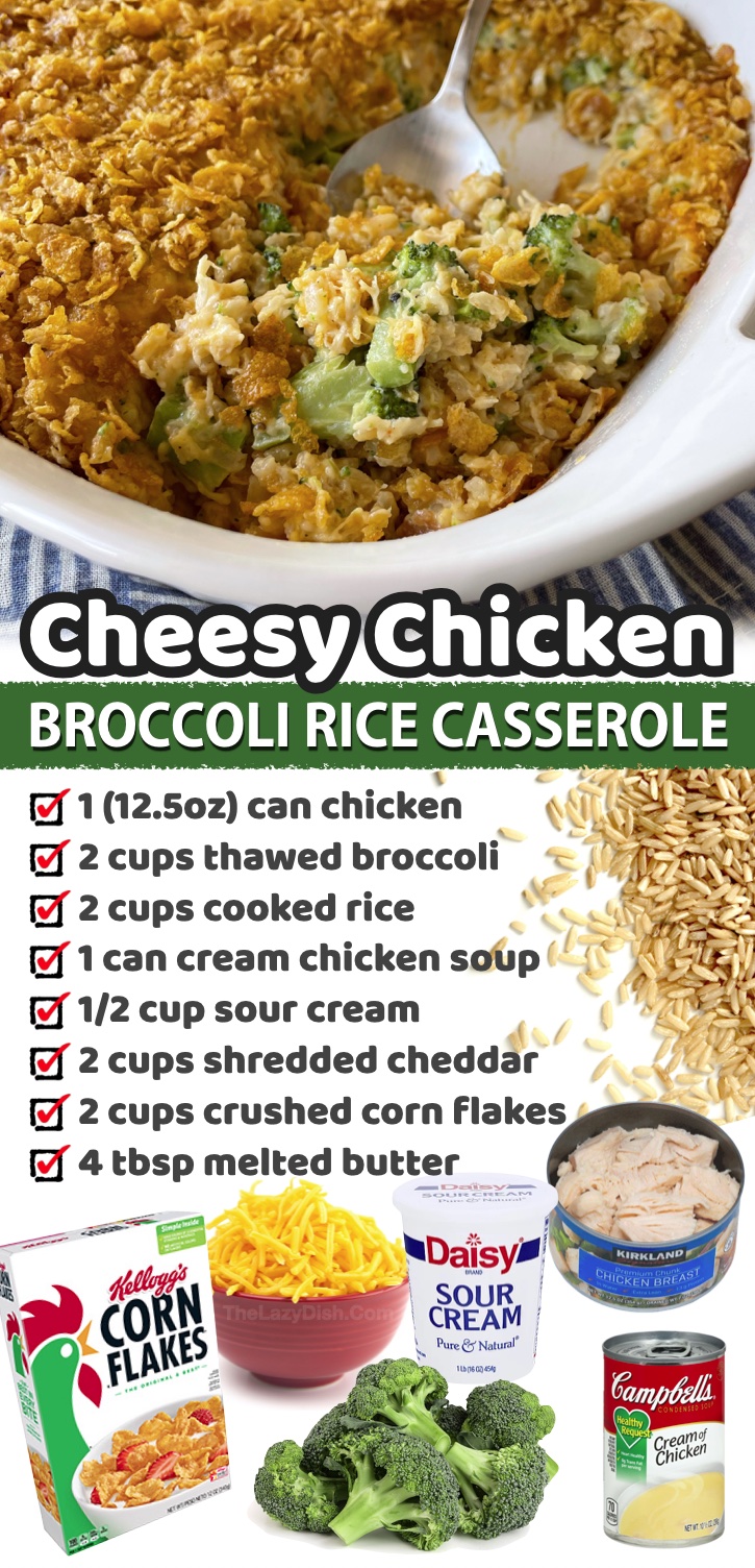 Cheesy Canned Chicken Rice Casserole | A quick, easy, healthy AND cheap dinner idea for your picky eaters! My family loves this fast weeknight meal. I use instant brown rice and canned chicken to make it extra lazy!