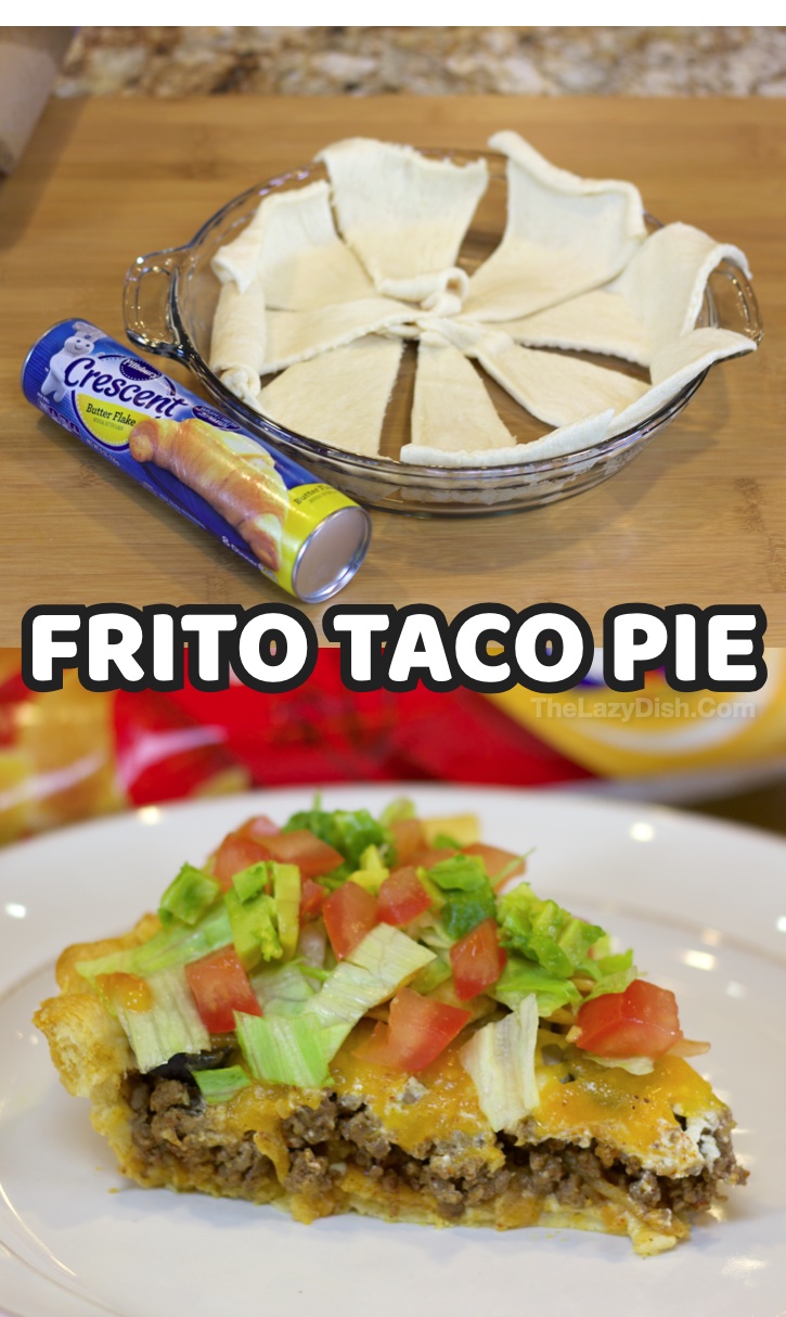 Are you looking for quick and easy ground beef dinner recipes? You've got to try this awesome taco pie! It takes Mexican food to a whole new level. My picky kids absolutely love it! Plus, you can customize it however you'd like with your favorite taco ingredients. We like to top it with crispy lettuce and tomatoes once it's out of the oven. It's super simple and fast to make on busy school nights. My family requests it all the time!