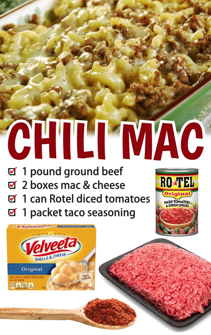 Cheesy Chili Macaroni & Cheese | 4 Ingredients! This cheap dinner recipe is packed full of flavor and super quick and easy to make. Great for a family with picky eaters! Here you find a roundup of the best ground beef dinner ideas for kids and hungry husbands!