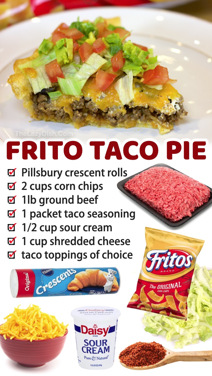 Frito Taco Pie | A super easy weeknight meal made with ground beef and Pillsbury crescent dough! A super fun twist on Mexican food.