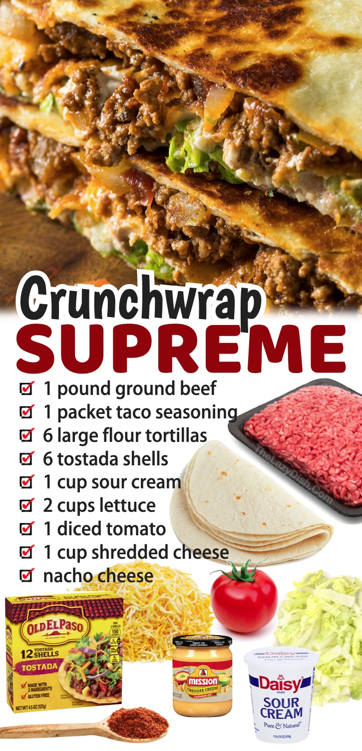 Taco Bell Copycat Crunchwrap Supreme | A fun and easy ground beef dinner idea! Crunchy, soft, and delicious. My kids request this for dinner all the time. 
