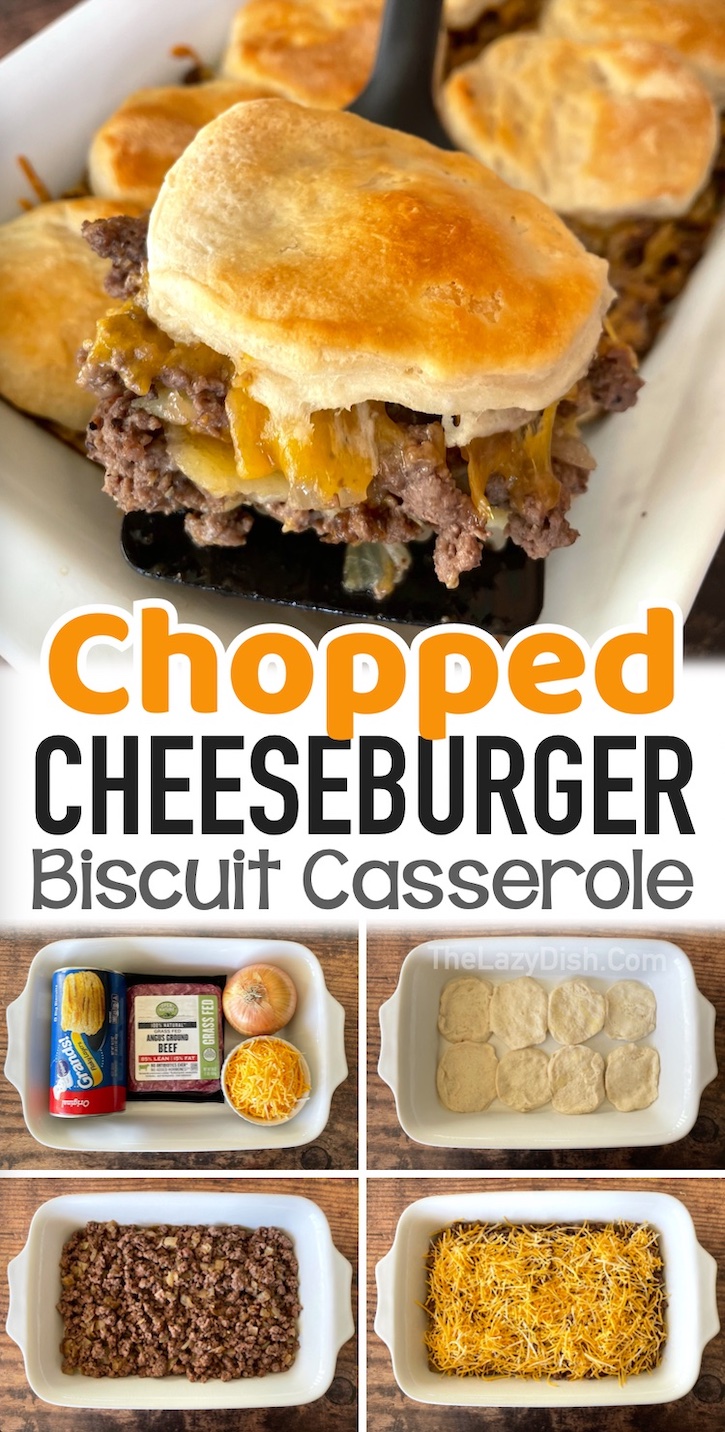 Easy Cheeseburger Biscuit Casserole | A super fun weeknight meal for a large family! Ground beef is a staple in my home because it's the easiest protein to cook, plus it's budget friendly and lasts quite a while in the fridge. This recipe is a total hit with my family!