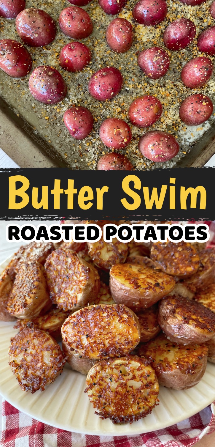 Butter Swim Roasted Red Potatoes | Are you looking for delicious ways to bake potatoes in your oven? Well, these buttery and crispy roasted potatoes are incredible! They are super quick and easy to make with just a few budget ingredients, yet taste like absolute heaven. My family loves them, including my picky kids!