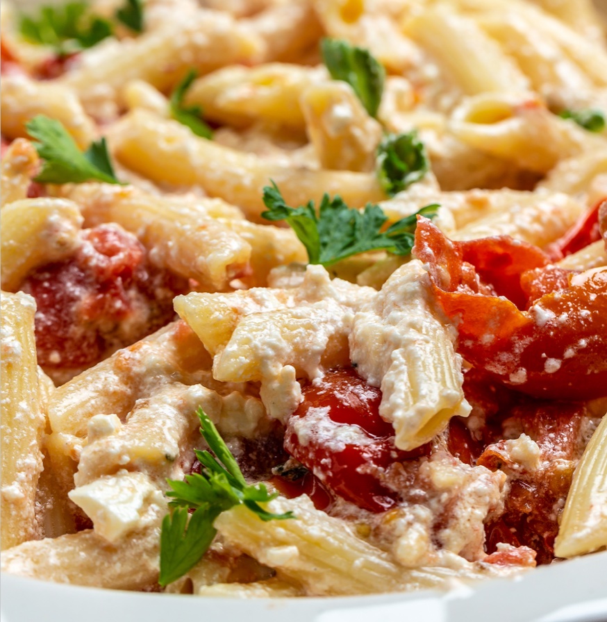 Are you looking for quick and easy pasta dinner ideas for a family with kids? This baked feta pasta with cherry tomatoes is a hit in my house! It's a delicious vegetarian meal that you can add any protein to if you'd like. We sometimes add rotisserie chicken for an easy last minute meal. 