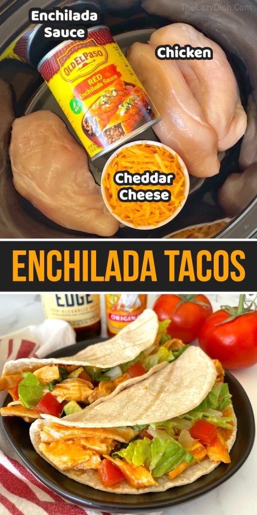 Slow Cooker Chicken Enchilada Tacos (3 Ingredients)
