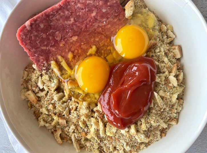 How to make the best meatloaf with a box of stovetop stuffing and just a few other cheap ingredients! 