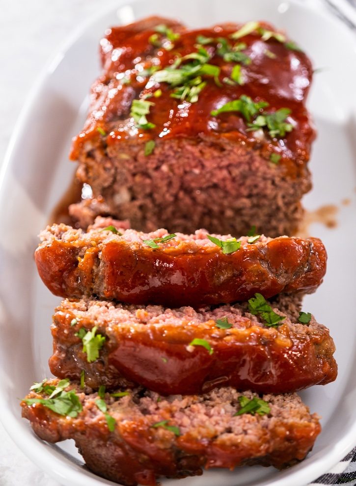 Delicious moist meatloaf made with just 4 ingredients!