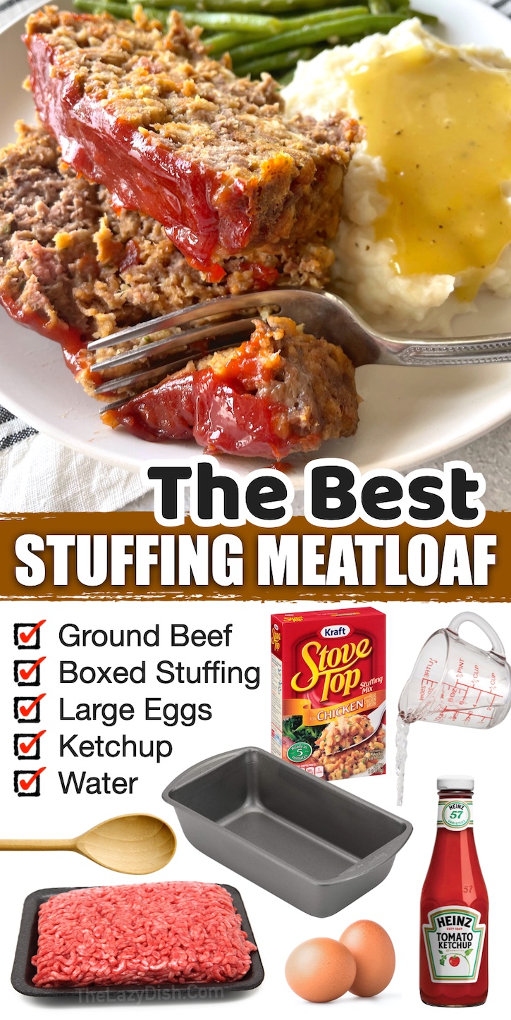 The Best Stuffing Meatloaf | This classic recipe is a must have ground beef dinner recipe! Serve it as a main dish with mashed potatoes and a side of healthy vegetables. It's a wonderful meal especially during the cold winter months. It always reminds me of grandma's house! It's so cheap and simple to make with just 4 ingredients including a box of Stove Top stuffing.