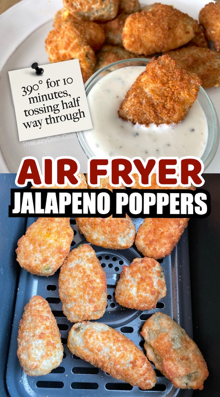 Air fryer frozen foods save a ton of time and money! There's no reason to preheat your oven when you just want to make a small snack. Jalapeño poppers are our favorite!