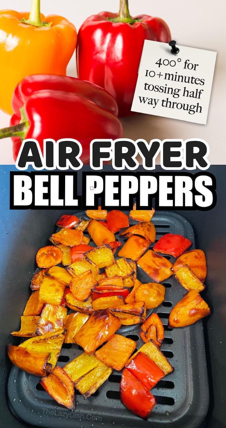 Air fryer bell peppers (or any pepper for that matter) turn out scrumptious in an air fryer! We love making jalapeños this way too. 