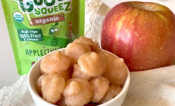 Frozen Applesauce Bites | A quick and easy healthy snack idea for kids! These are the perfect clean eating treat for toddlers and young children after school or before bed when they want something sweet to eat.