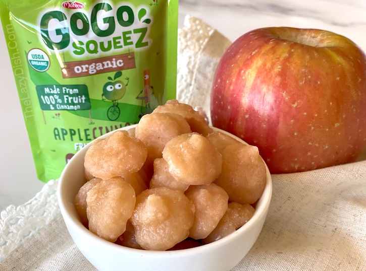 Frozen Applesauce Bites | A quick and easy healthy snack idea for kids! These are the perfect clean eating treat for toddlers and young children after school or before bed when they want something sweet to eat.