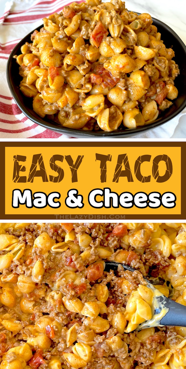Quick & Easy Taco Macaroni & Cheese Dinner | I'm always looking for simple dinners to make for my picky kids, and this amazing meal is a favorite in my house! So simple and fast to whip up on busy weeknights when you don't feel like cooking. We are definitely on a budget, so this recipe also helps us save money while feeding my large family. 