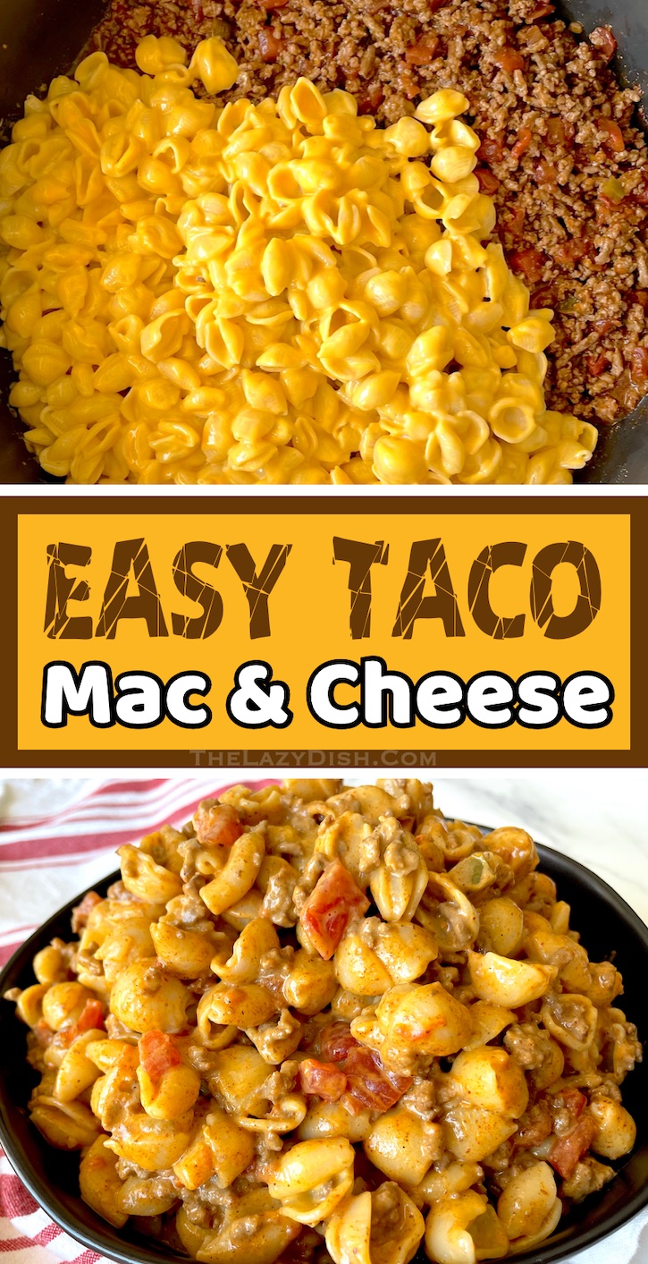 Your entire family is going to love this quick and easy ground beef dinner idea! Just mix taco seasoning ground beef with your favorite boxed macaroni and cheese. It doesn't get any cheap or easy than this, especially if you have a large family with kids to feed. This makes enough to serve 6-8! The leftovers are awesome, so you can get several meals out of it. 